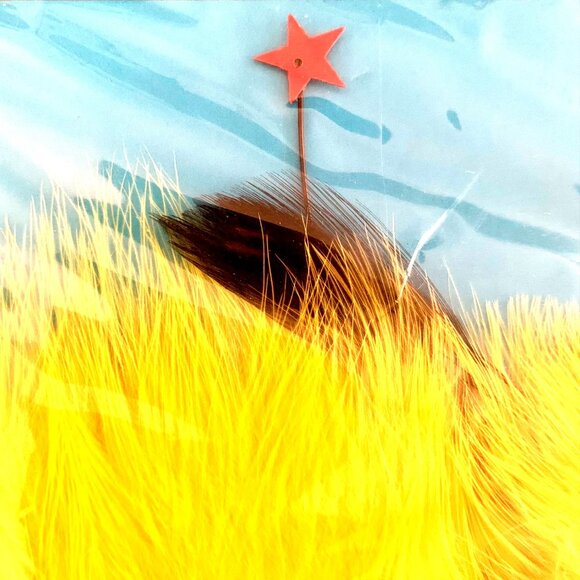 Fright Factory Feather Fantasy Mask Cosplay HalloweeRed Sequin Eyes Yellow Brown - Picture 4 of 7